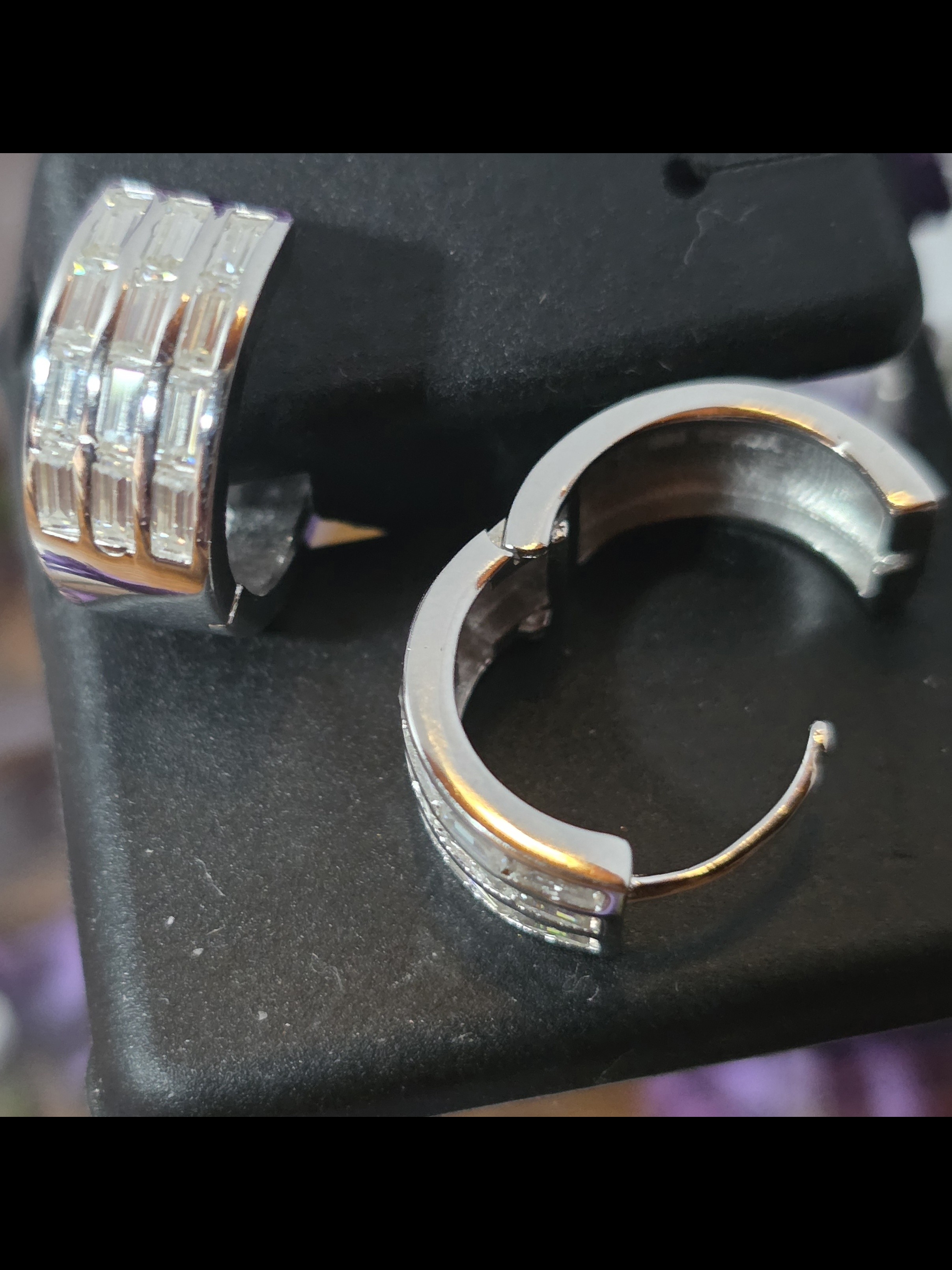 14kt Gold Over Sterling Silver Moissanite Diamond Huggie Hoop Earrings